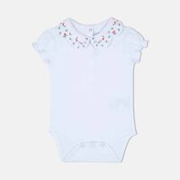 Neck Floral-embroidery Bodysuit