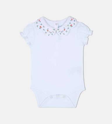 Neck Floral-embroidery Bodysuit