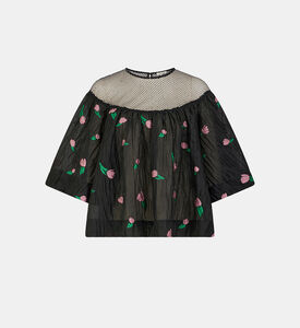 Tulip Print Mesh Top