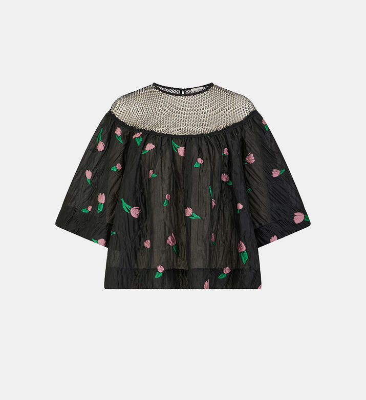 Tulip Print Mesh Top