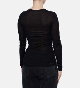 Samsoe Sadou Sheer Long-sleeve Knit Top, Model View