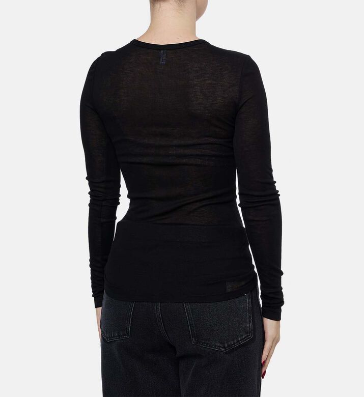 Samsoe Sadou Sheer Long-sleeve Knit Top, Model View