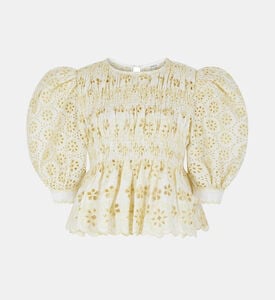 Floral Broderie Smocked Blouse Floral Broderie Smocked Blouse