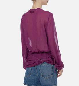 Pleats-detail Long-sleeve V-neck Blouse Pleats-detail Long-sleeve V-neck Blouse