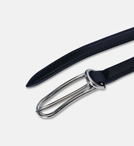 Liffner Silver Buckle Three Keepers Belt, Black, Packshot View