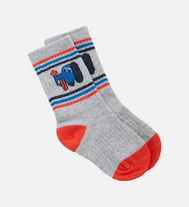 Bobo Choses Tractor Design Ribbed Striped Socks, Packshot View