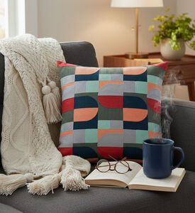 Home Deco and More Harmony Cotton Embroidered Filled And Vaccumed Cushion, Packshot View