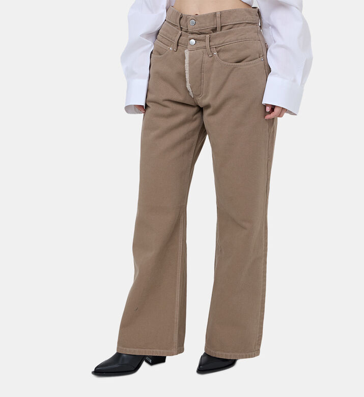 3.Paradis Double Waist Fur Pocket Baggy Denim Jeans, Model View