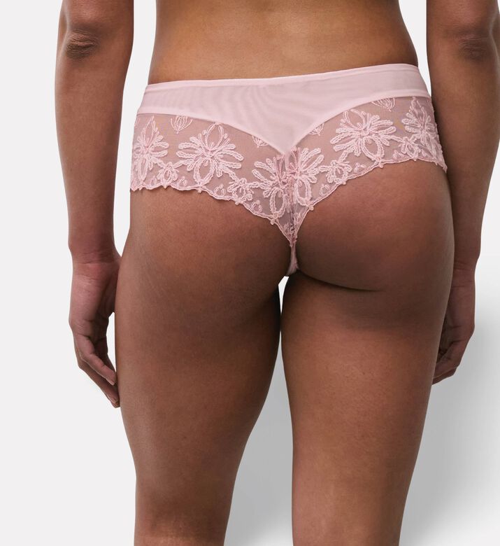 Chantelle Embroidered Shorty Briefs, Pink, L, Model View