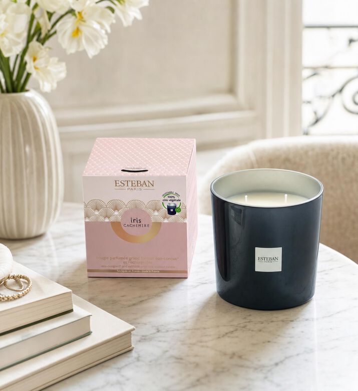Esteban Paris Iris Cashmere Large Scent Candle, Model View