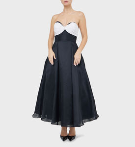 Silk Two-tone Strapless Midi Gown