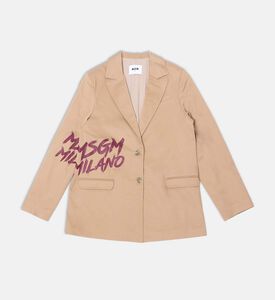 بليزر طويل الأكمام بطبعة شعار جانبي