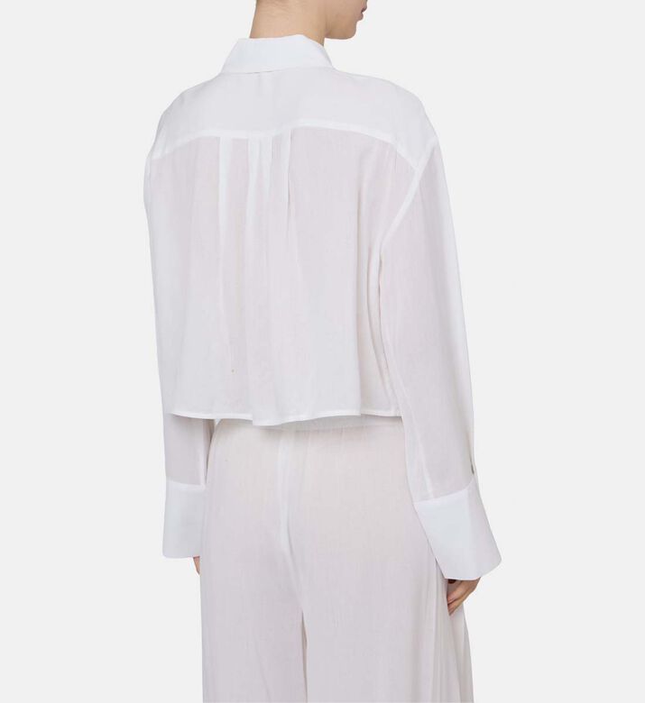 Finely Wide-sleeve Cropped Shirt