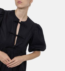 Ganni Cotton Tie Closure Mini Dress, Model View