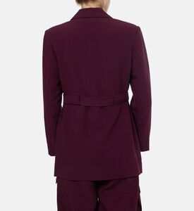 Ganni Waist Belt Long-sleeve Blazer, Model View