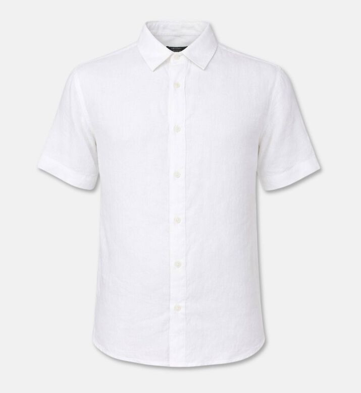 Galeries Lafayette Linen Short-sleeve Shirt, White, M, Packshot View