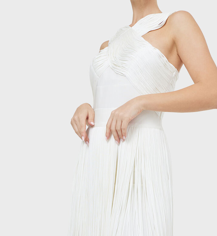 Crossover Halter Fringe Mini Dress Crossover Halter Fringe Mini Dress