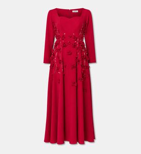 Suzy Matar Appliqu&eacute; Long-sleeve Evening Gown, Packshot View