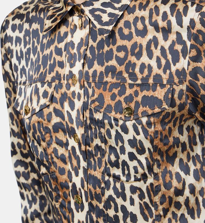 Leopard Printed Satin Shirt