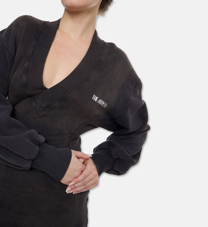 The Attico Embroidered V-neck Long-sleeve Midi Dress, Model View