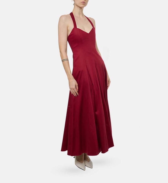 Alice and Olivia Halter Neck Sleeveless A-line Midi Dress, Model View Alice and Olivia Halter Neck Sleeveless A-line Midi Dress, Model View