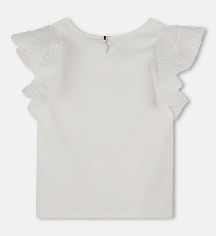 بلوزة بأكمام مكشكشة بأزرار إغلاق