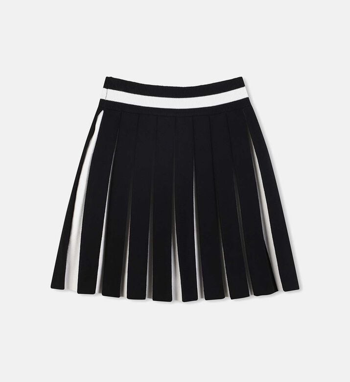 Pleated Knit Mini Skirt