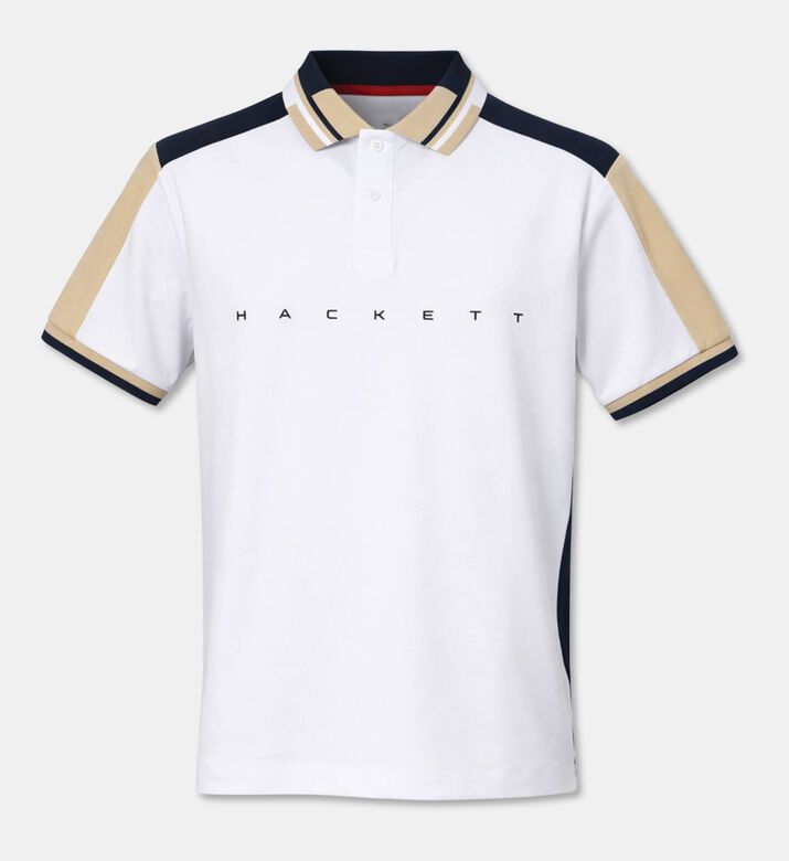 Hackett London Two-tone Logo-print Short-sleeve Polo, White, S, Packshot View