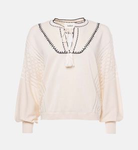 Knit Embroidered Long-sleeve Blouse