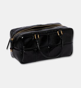 Mlouye Grid Leather Quilted Pattern Bag, Black, Packshot View