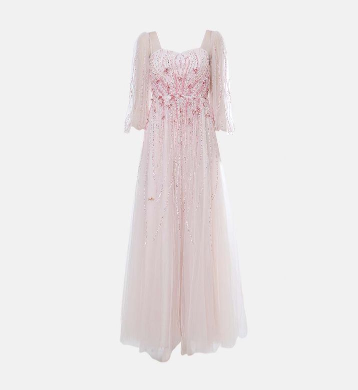 Beaded Sweetheart Neck Dress