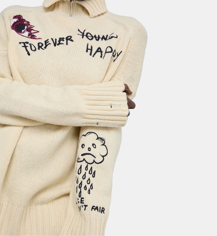 Fleece Cherry-embroidery Sweatshirt