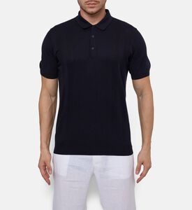 Corneliani Textured Cotton Knit Polo, Navy, 58, Model View