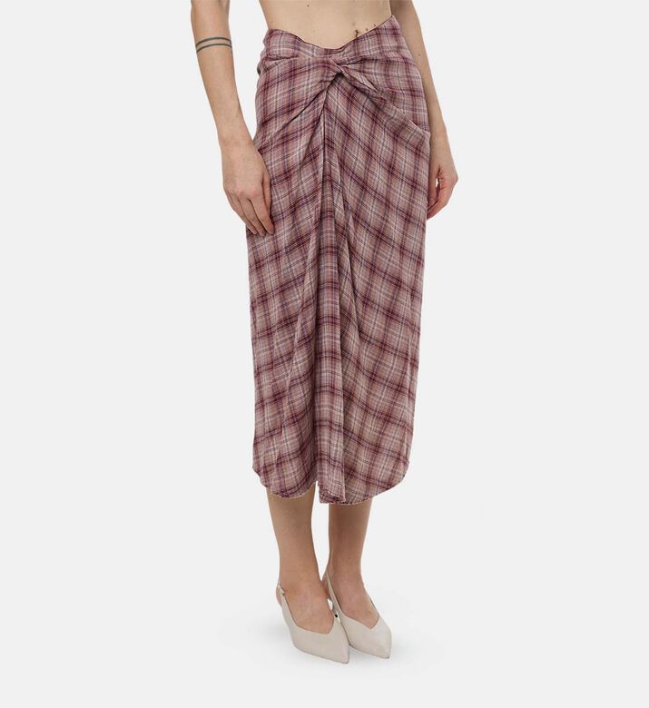 Plaid-print Flared Skirt