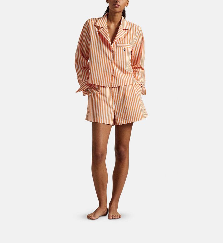 Embroidered Logo-detail Striped Pajama Set