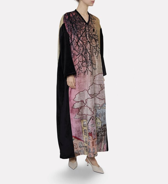 Dalia Al Azem Beaded Winter-print Dress, Model View