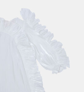 فستان تول مكشكش بنقشة أزهار الأقحوان