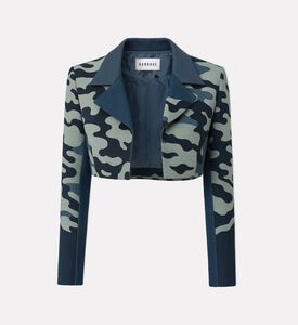 Barrage Cropped Camouflage Jacquard Jacket, Packshot View