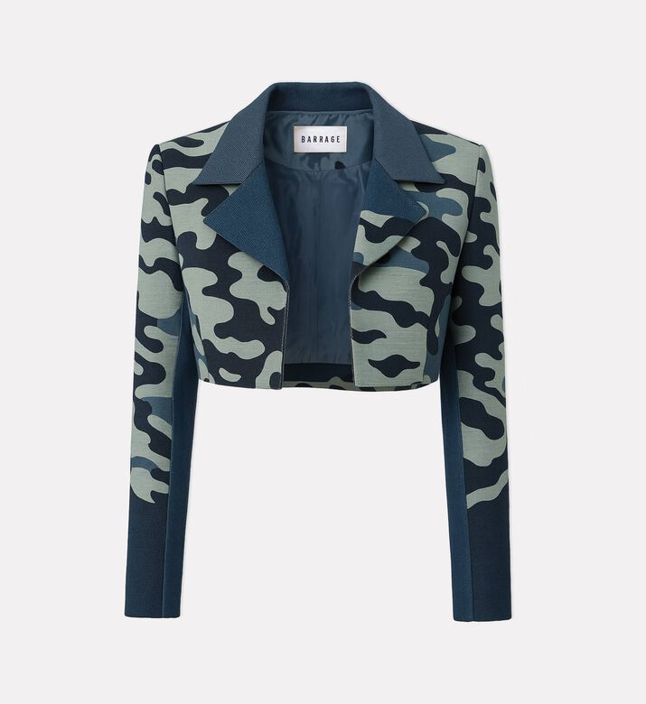 Barrage Cropped Camouflage Jacquard Jacket, Packshot View