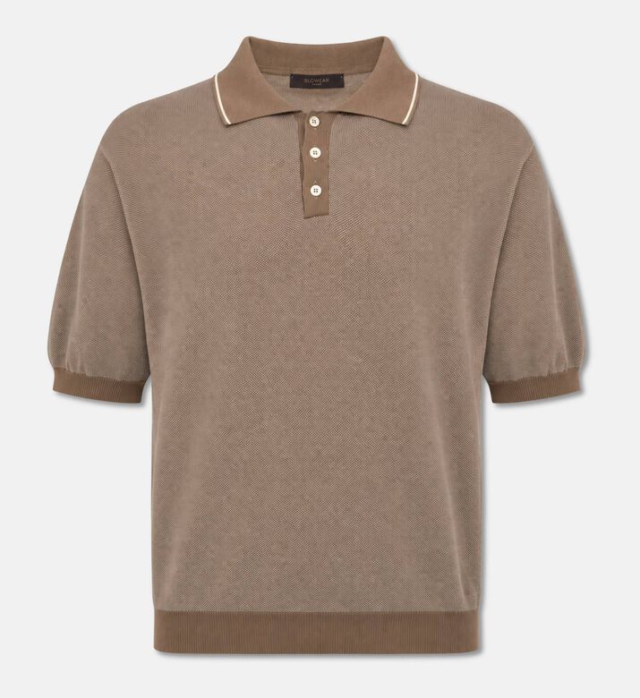 Slowear Textured Short-sleeve Polo Sweater, Packshot View