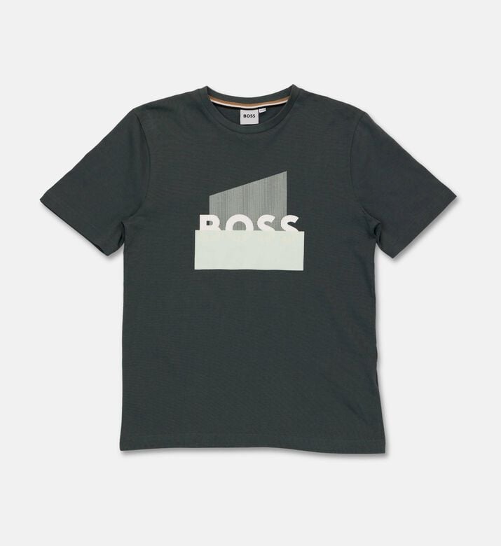 Boss Centered Logo Jersey T-shirt, Grey, 4y, Packshot View