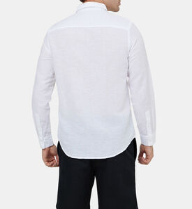 قميص بوبلين من القطن والكتان بقصة عادية