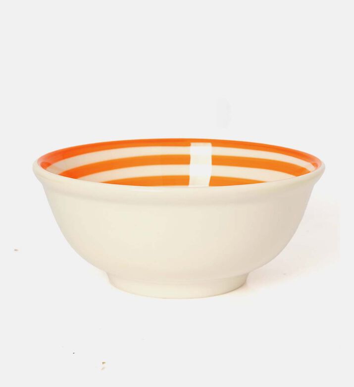 Easy Life Hand-painted Round Ceramic Bowl, Orange, Packshot View