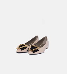 حذاء باليه مسطح جلد لامع