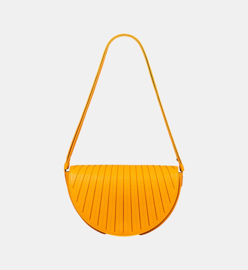 Astral Calf Leather Pleated Half-moon Handbag