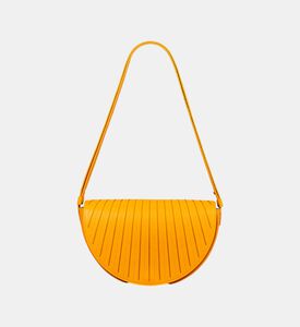 Camille Fournet Astral Calf Leather Pleated Half-moon Handbag, Yellow, Packshot View