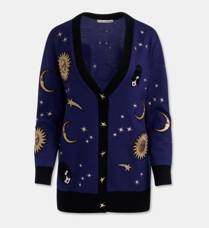 Alice and Olivia Celestial-embroidery Button Closure Cardigan, Packshot View