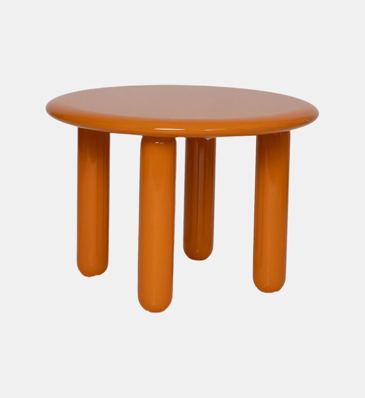 Home Deco and More Glossy Wooden Low Round Table, Orange, 60x42-cm, Packshot View