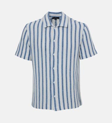 Striped Knit Button-down Shirt