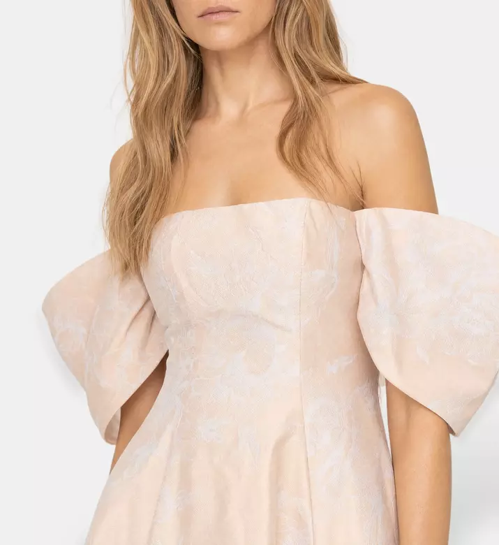 L Atelier Du Luxe Silk Jacquard Strapless Gown, Model View